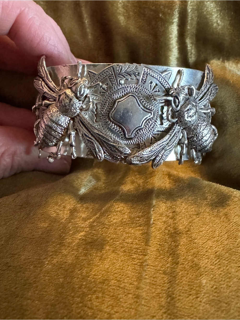 Silver Bee Embellished Decorative Cuff